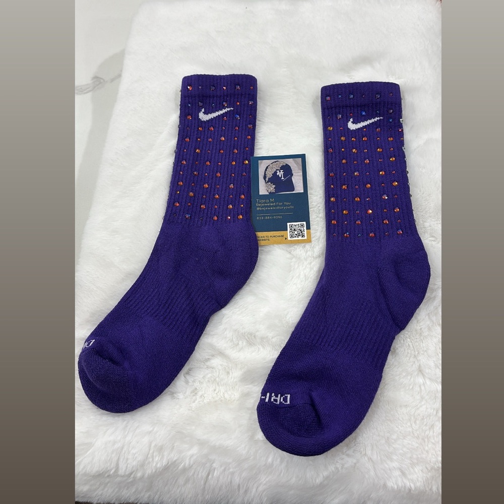 Nike Purple Athletic Crew Socks Performance Fit